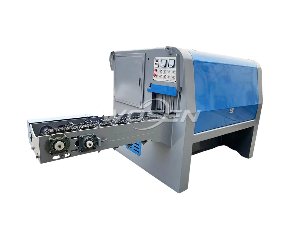 Log cutting multi blade gang rip circular sawmill machine